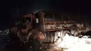 На севере Томской области загорелся вахтовый автобус с рабочими